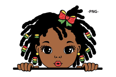 Peeking Girl SVG PNG JPG AI EPS DXF PDF Cute Afro Puffs with Beads and Bow Clipart for Sublimation Cricut Cutting Files SVG 1uniqueminute 