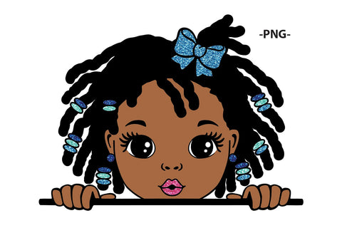 Peeking Girl SVG PNG JPG AI EPS DXF PDF Cute Afro Puffs with Beads and Bow Clipart for Sublimation Cricut Cutting Files SVG 1uniqueminute 