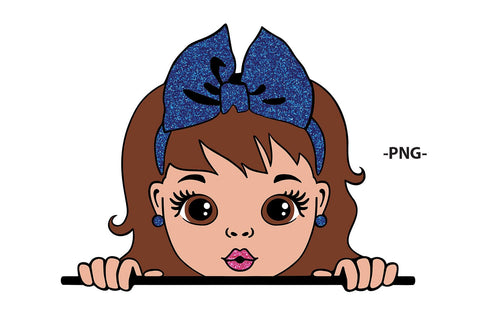 Peeking Girl SVG with Pink Glitter Bow | Cute Afro Girl Clipart for Stickers, Shirts, Sublimation and Crafts SVG 1uniqueminute 
