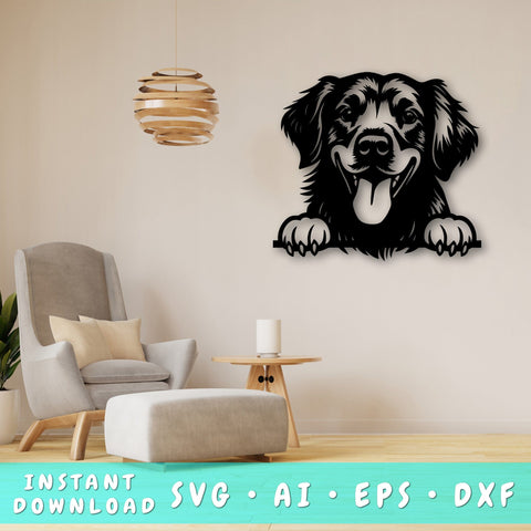 Peeking Golden Retriever Laser SVG, Dog Paw Print, Pet Lover Laser Cut Design, Animal Art, Digital Download, Laser Cut Files SVG HappyDesignStudio 