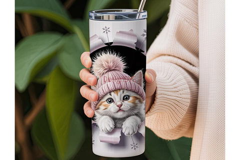 Peeking Kitten 20oz Tumbler Wrap Sublimation DesignSVG 