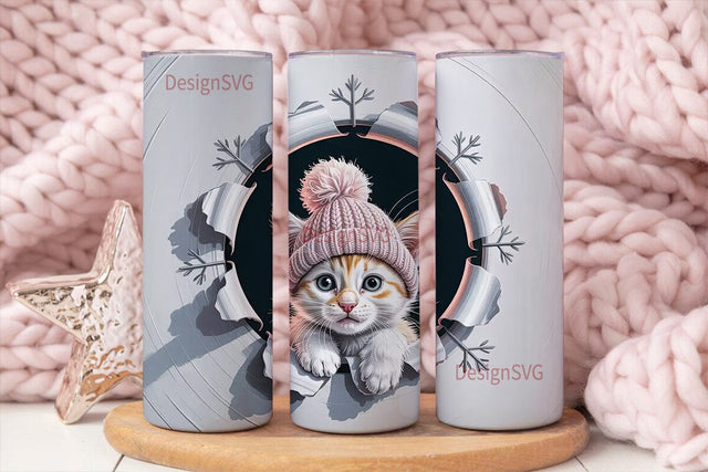 Peeking Kitten 20oz Tumbler Wrap Sublimation DesignSVG 