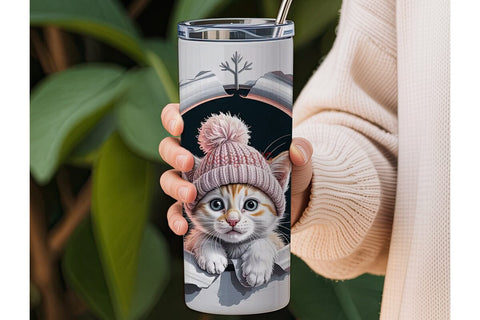 Peeking Kitten 20oz Tumbler Wrap Sublimation DesignSVG 