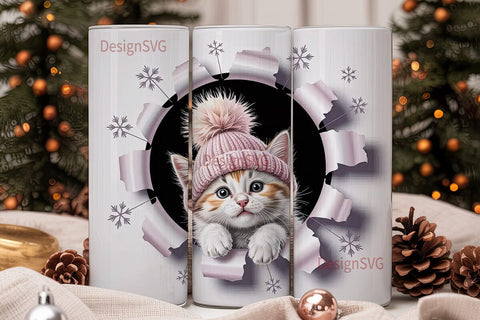 Peeking Kitten 20oz Tumbler Wrap Sublimation DesignSVG 