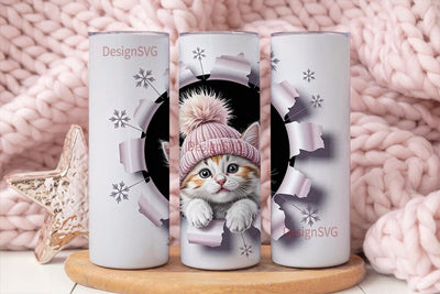 Peeking Kitten 20oz Tumbler Wrap Sublimation DesignSVG 