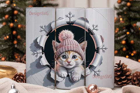Peeking Kitten 20oz Tumbler Wrap Sublimation DesignSVG 