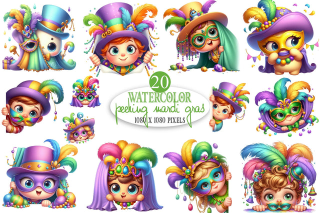 Peeking Mardi Gras Clipart Bundle Sublimation SVGista 