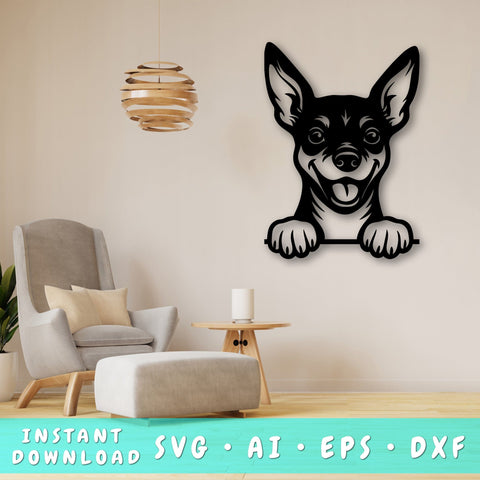 Peeking Miniature Pinscher Laser SVG, Dog Laser Cut Design, Pet Lover Gift, Digital Download, Dog Art, Laser Engraving File SVG HappyDesignStudio 