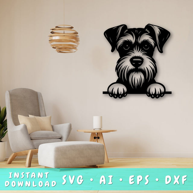 Peeking Miniature Schnauzer Laser SVG, Cute Dog Laser Cut, Pet Lover Design, Animal Art, Digital Download, Laser Engraving SVG HappyDesignStudio 