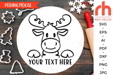 Peeking Moose SVG, Christmas Scene Cut File, Xmas Window Decor, Holiday Design Vector, Winter Theme, Elk Outline SVG RedHelgaArt 