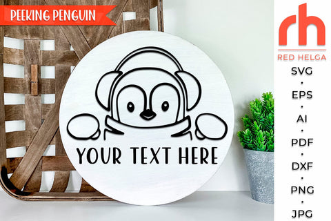 Peeking Penguin SVG, Christmas Scene Cut File, Xmas Window Decor, Holiday Design Vector, Winter Theme, Penguin Outline SVG RedHelgaArt 