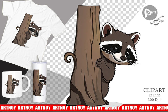 Peeking Raccoon Clipart Sublimation artnoy 