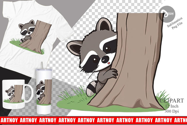 Peeking Raccoon Clipart Sublimation artnoy 