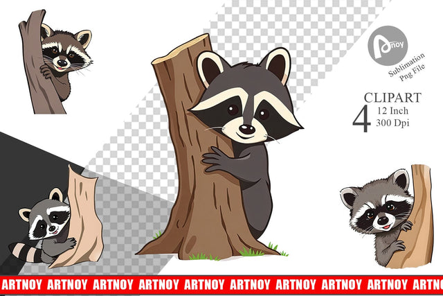 Peeking Raccoon Clipart Sublimation artnoy 