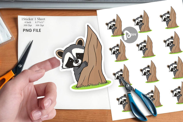 Peeking Raccoon Sticker Sublimation artnoy 