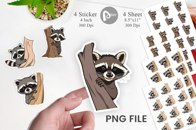 Peeking Raccoon Sticker Sublimation artnoy 