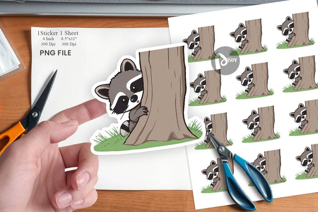 Peeking Raccoon Sticker Sublimation artnoy 