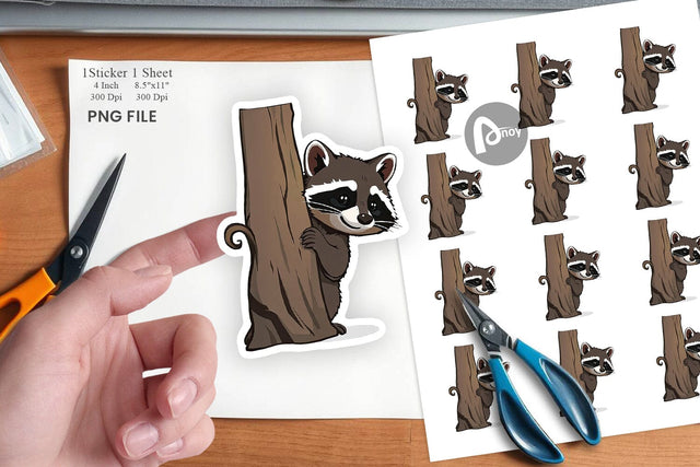 Peeking Raccoon Sticker Sublimation artnoy 