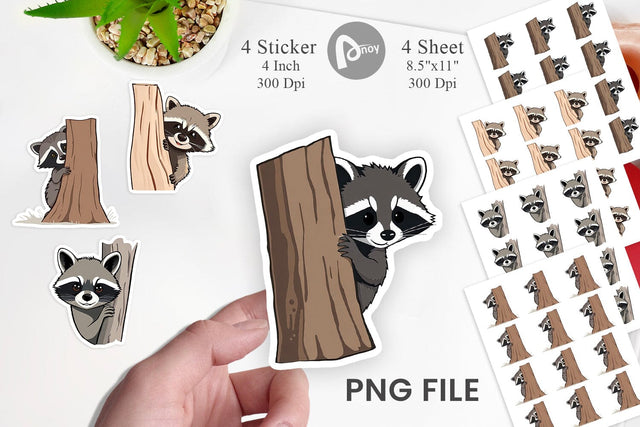 Peeking Raccoon Sticker Sublimation artnoy 