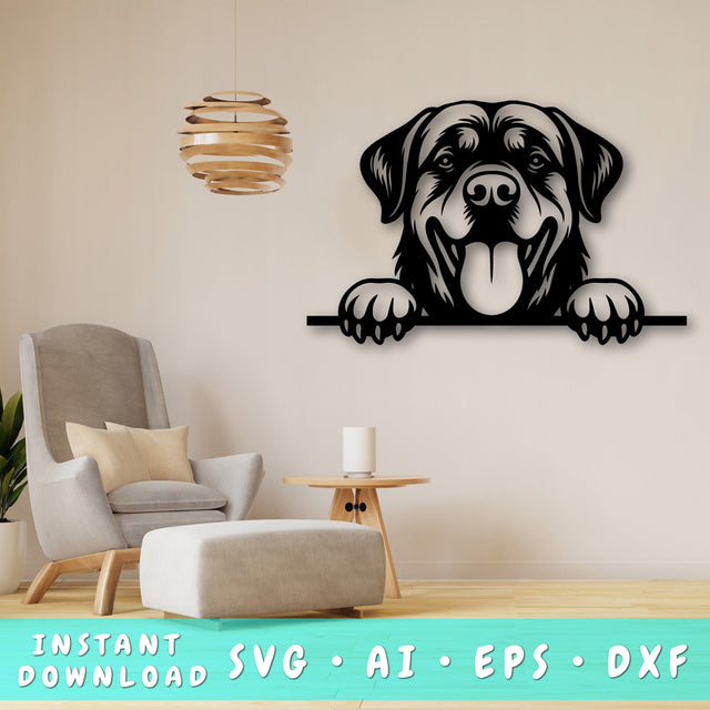 Peeking Rottweiler Laser SVG, Dog Paw Print, Pet Lover Cut File, Animal Art, Laser Cut, Digital Download SVG HappyDesignStudio 
