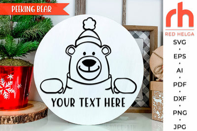 Peeping Polar Bear SVG, Christmas Scene Cut File, Xmas Window Decor, Holiday Design Vector, Winter Theme, Bear Outline SVG RedHelgaArt 