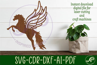 Pegasus wall sign, SVG laser cut file SVG APInspireddesigns 