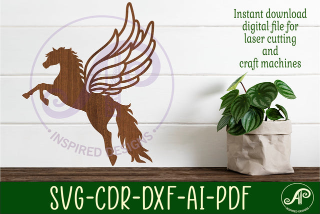 Pegasus wall sign, SVG laser cut file SVG APInspireddesigns 