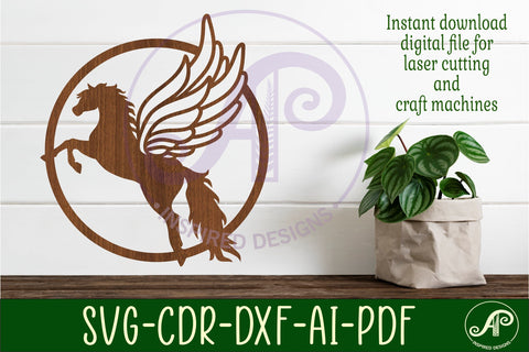 Pegasus wall sign, SVG laser cut file SVG APInspireddesigns 