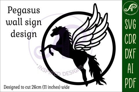 Pegasus wall sign, SVG laser cut file SVG APInspireddesigns 