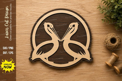Pelican Bird Circle Wall Art Laser Cut SVG File SVG Regulrcrative 