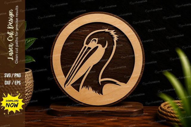 Pelican Circle Silhouette Laser Cut Svg Design SVG Regulrcrative 