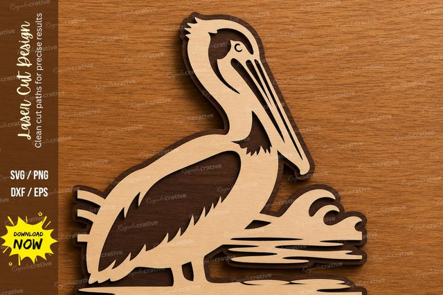 Pelican Coastal Bird Wall Art Laser Cut SVG File SVG Regulrcrative 
