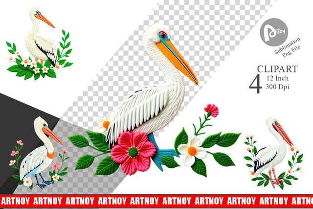 Pelican Embroidery Clipart Sublimation artnoy 