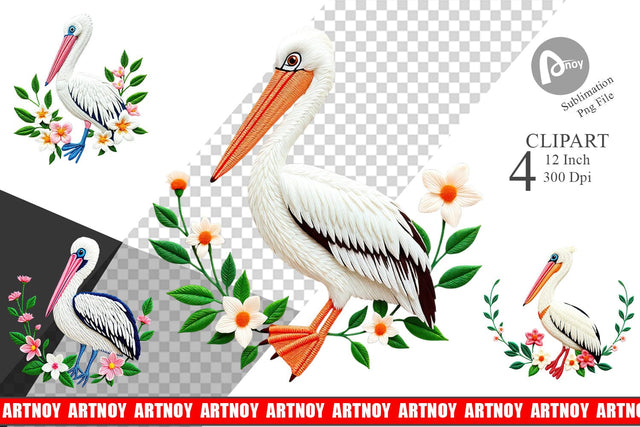 Pelican Embroidery Clipart Sublimation artnoy 