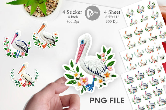Pelican Embroidery Sticker Sublimation artnoy 
