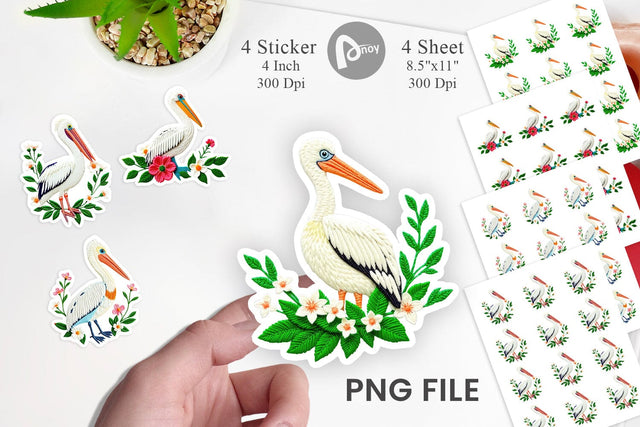 Pelican Embroidery Sticker Sublimation artnoy 