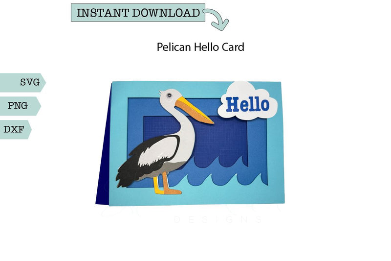 Pelican Hello Card SVG Sharia Morton Designs 