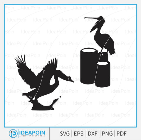 Pelican on wooden pilling svg, Beach Vacation, Pelican SVG, Pelican On Wooden Piling Post png, Bird Clipart, Pelican Silhouette SVG Dinvect 