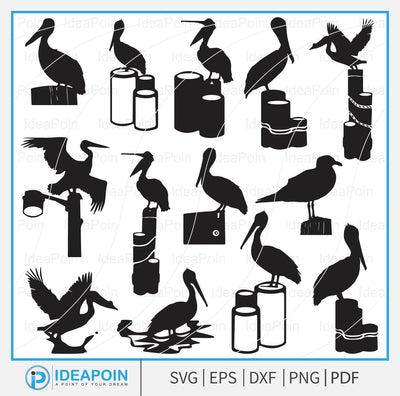 Pelican on wooden pilling svg, Beach Vacation, Pelican SVG, Pelican On Wooden Piling Post png, Bird Clipart, Pelican Silhouette SVG Dinvect 