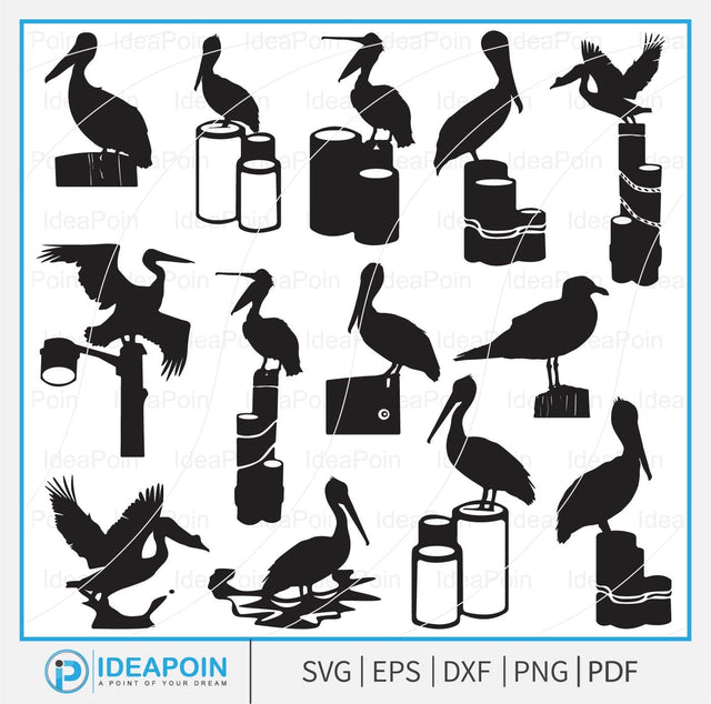 Pelican on wooden pilling svg, Beach Vacation, Pelican SVG, Pelican On Wooden Piling Post png, Bird Clipart, Pelican Silhouette SVG Dinvect 
