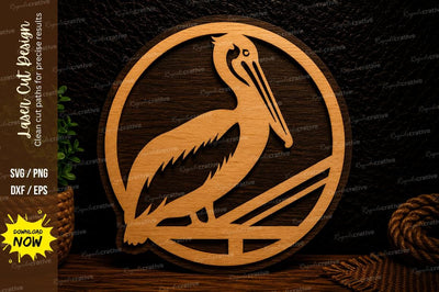 Pelican Silhouette Circle Laser Cut Svg Design SVG Regulrcrative 