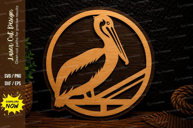 Pelican Silhouette Circle Laser Cut Svg Design SVG Regulrcrative 