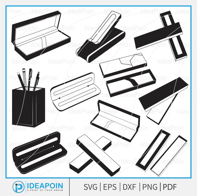 Pen Box svg, Pen Box clipart, Pen Box Vector, Back to School Clipart, Pen Box Vector Art, Rectangular Gift Box Pen, Fountain Pen SVG Dinvect 