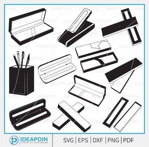 Pen Box svg, Pen Box clipart, Pen Box Vector, Back to School Clipart, Pen Box Vector Art, Rectangular Gift Box Pen, Fountain Pen SVG Dinvect 