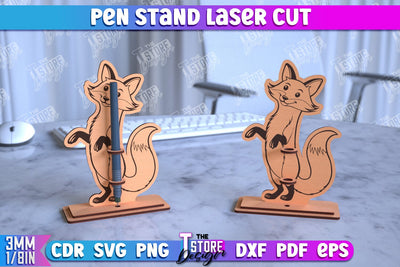 Pen Stand | Pen Table Stand | Pen Holder | Fox Design | CNC Files SVG The T Store Design 