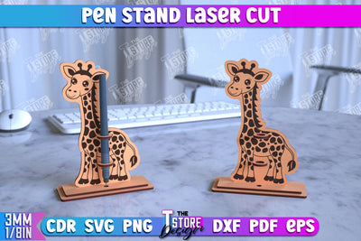 Pen Stand | Pen Table Stand | Pen Holder | Giraffe Design | CNC Files SVG The T Store Design 