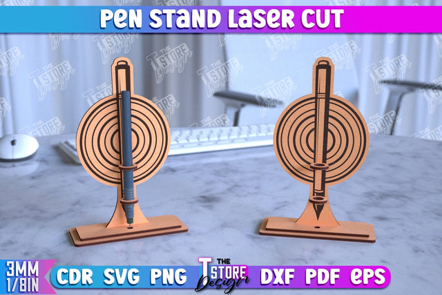 Pen Stand | Pen Table Stand | Pen Holder | Office Design | CNC Files SVG The T Store Design 