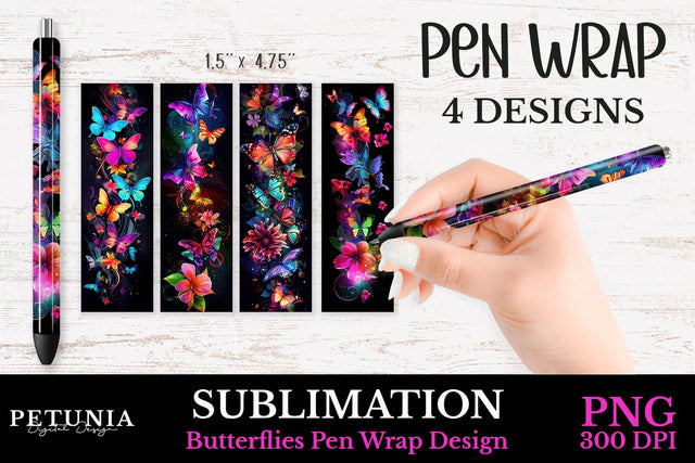 Pen Wrap PNG | Sublimation Pen Wraps Sublimation Petunia Digital Design 