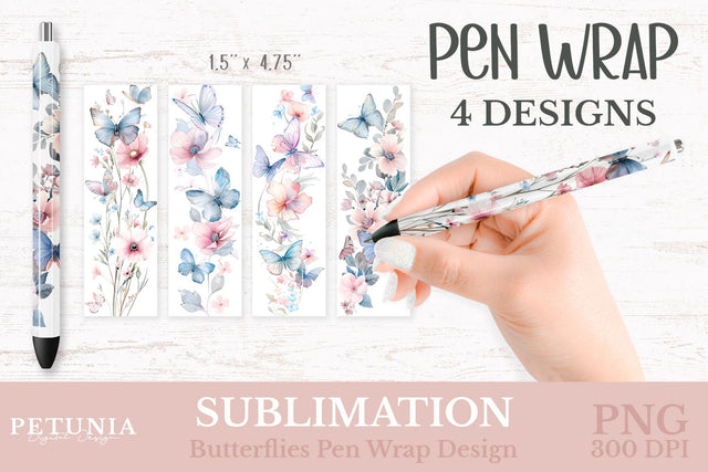 Pen Wrap PNG | Sublimation Pen Wraps Sublimation Petunia Digital Design 