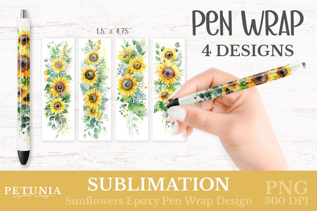 Pen Wrap PNG | Sublimation Pen Wraps SVG Petunia Digital Design 